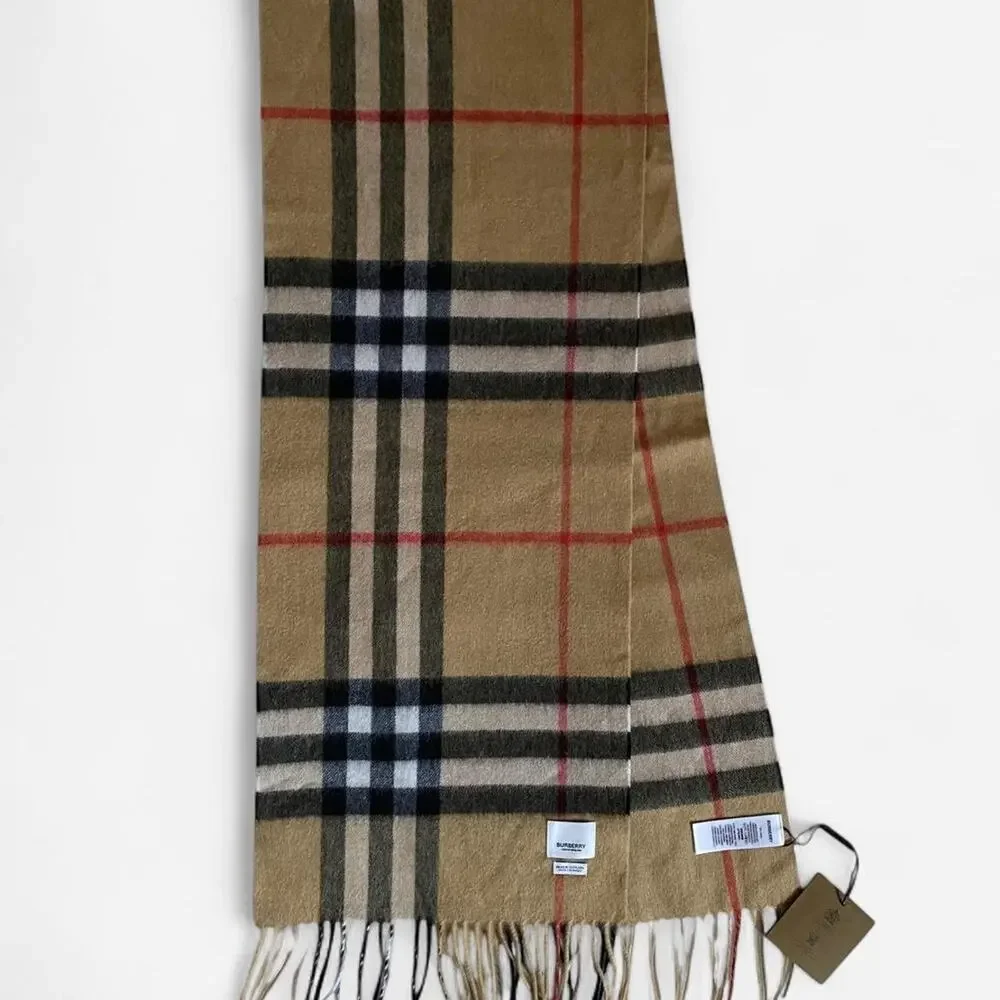 Burberry Check Cashmere Scarf Archive Beige